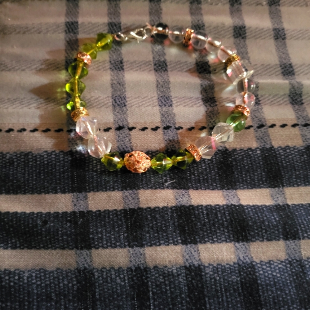 Beaded charm bracelets, pink,purple and white,black,silver